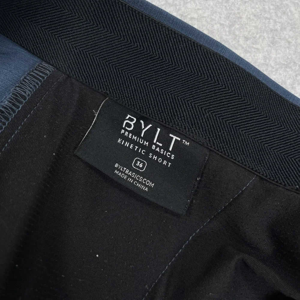 Bylt Kinetic Shorts Mens 36x9 Wave Blue Performance Stretch Athletic Golf Zipper